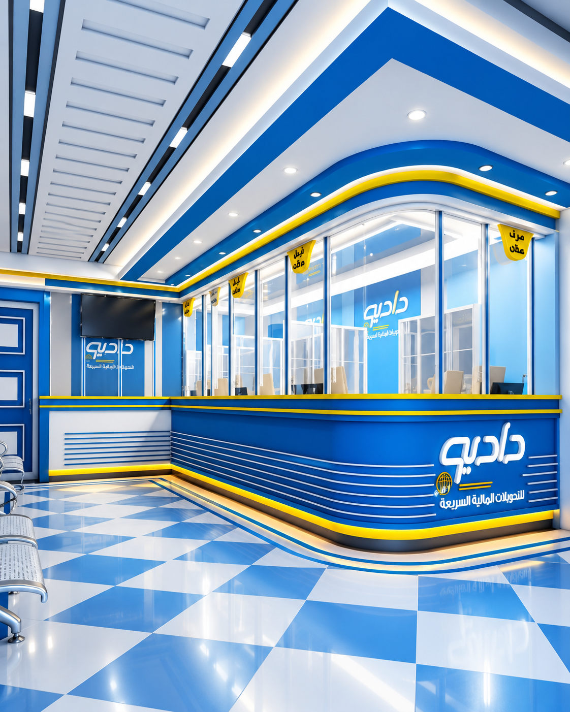 تصميم وتجهيز استقبال فرع حوالات مالية
